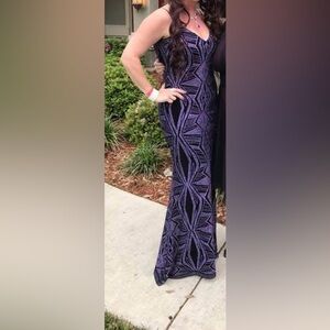 Geometric Purple and Black Women's Skirt